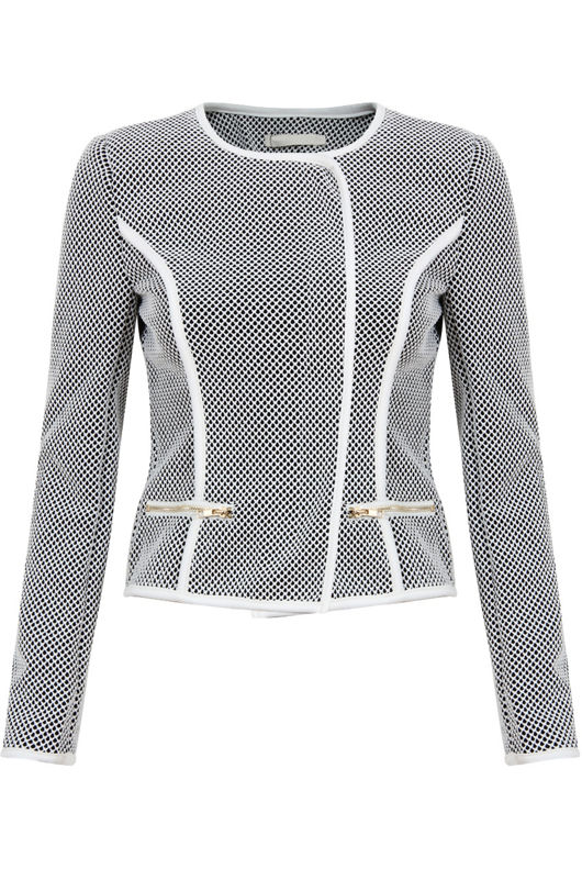 White Mesh Lined Smart Black Jacket