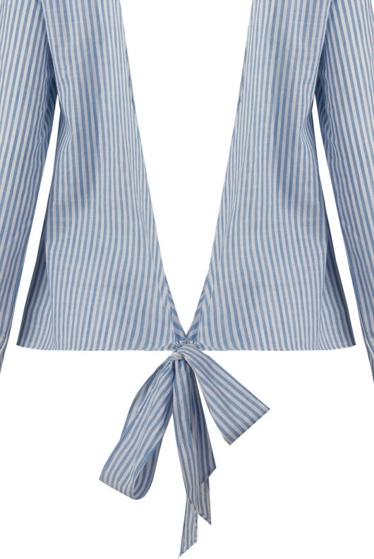 Blue Vertical Stripe Open Back Tops