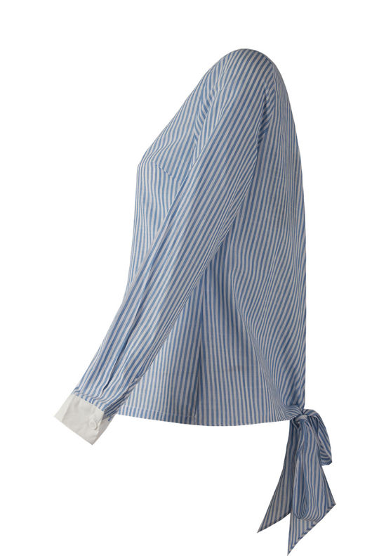 Blue Vertical Stripe Open Back Tops