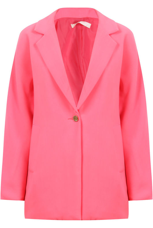 Pink Long Sleeve Easy Fit Coat