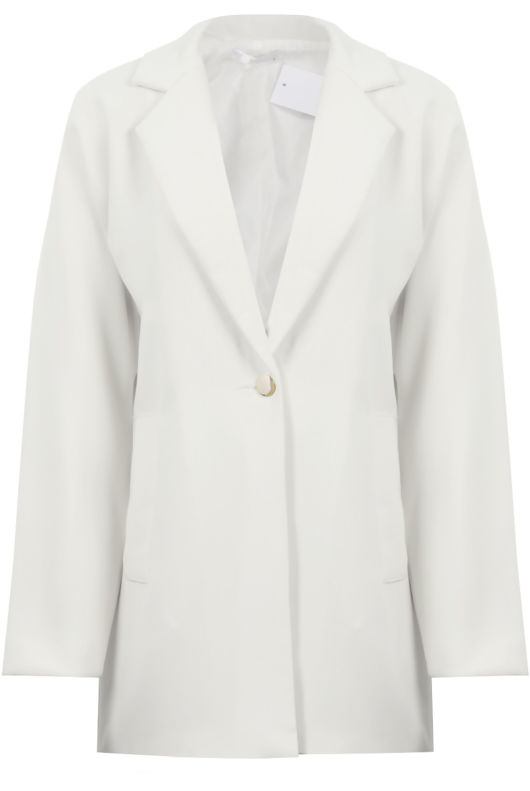 White Long Sleeve Easy Fit Coat