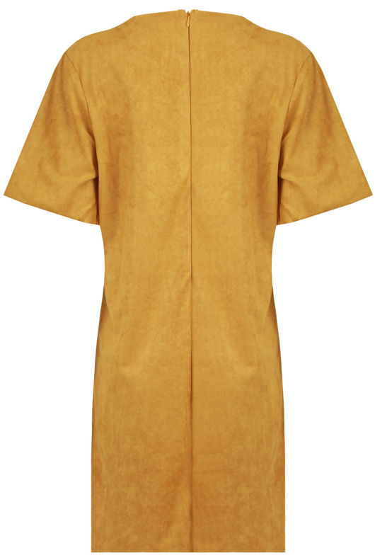 Mustard Suede Lace Tie Up Shift Dress