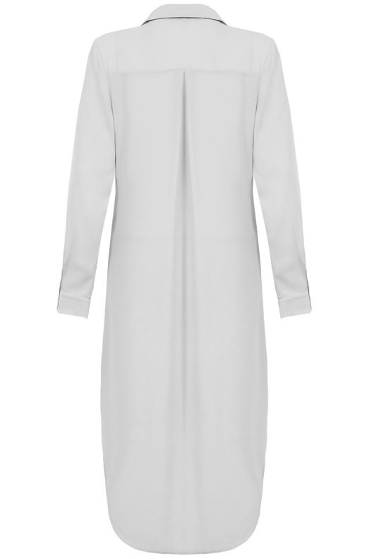 Cream Long Length Chiffon Shirt Dress