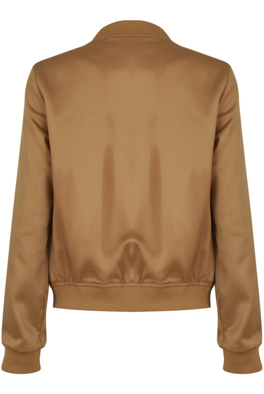 Beige Eyelets Detail Bomber Jacket
