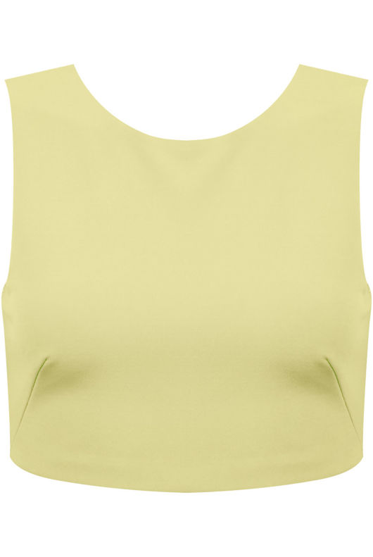 Yellow Zipped Fastening Sleeveless Crop Tops