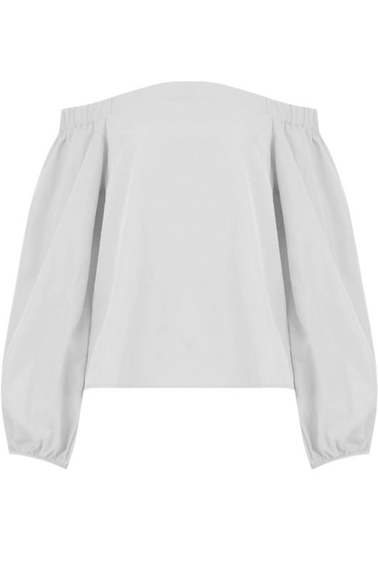 White Off Shoulder Knot Sleeve Blouse