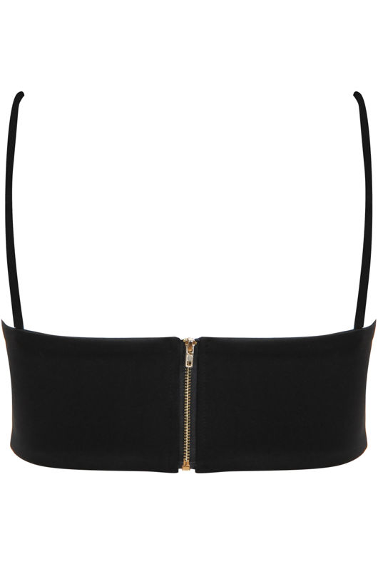 Black Straps Pattern Chiffon Top 