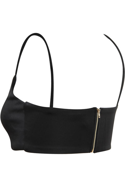 Black Straps Pattern Chiffon Top