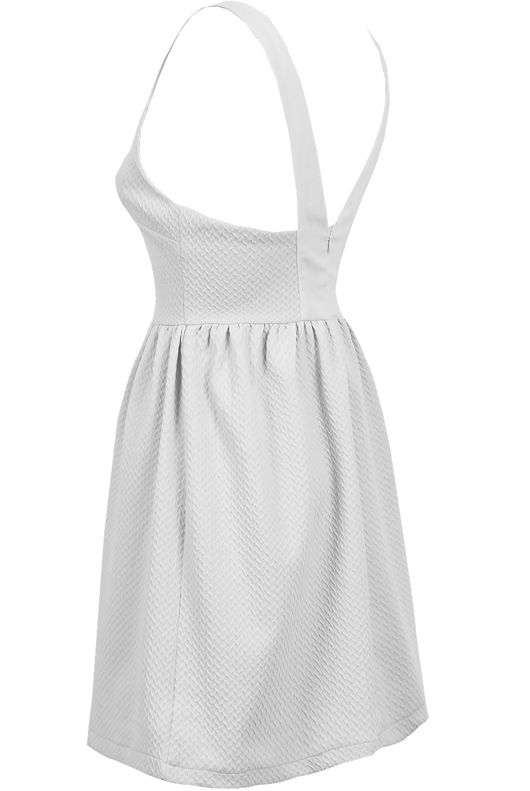Cream Cut Out Front Textured Skater Dress