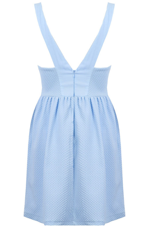 Sky Cut Out Front Textured Skater Dress