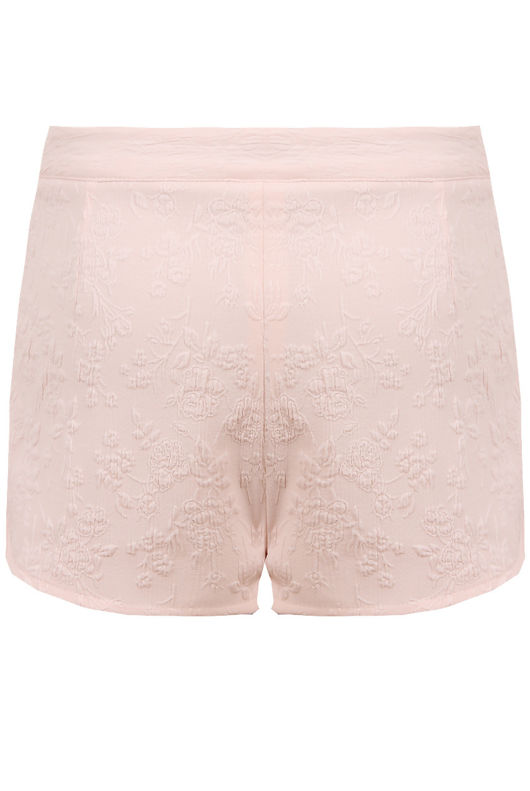 Pink Embroided Tailored Skorts