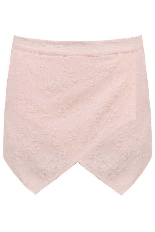 Pink Embroided Tailored Skorts