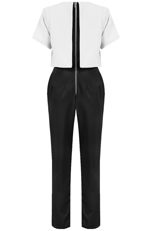 White & Black Two Tone Layered Jumpsuit