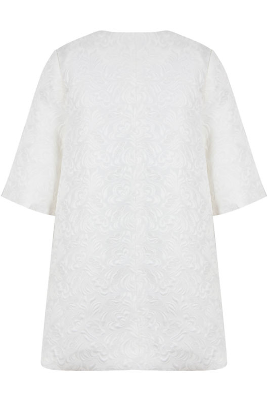 Cream Floral Detail Swing Button Up Coat