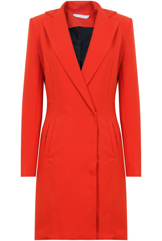 Orange Double Breast Long Coat
