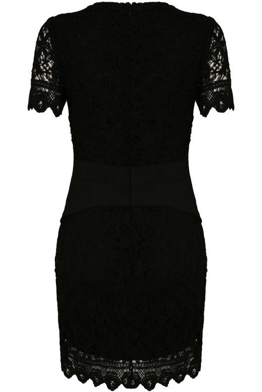 Black Crochet Lined Bodycon Dress