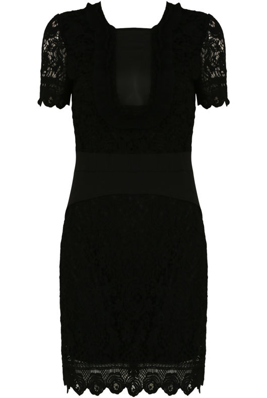 Black Crochet Lined Bodycon Dress
