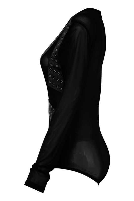 Mesh Body Eyelet Detail Bodysuits
