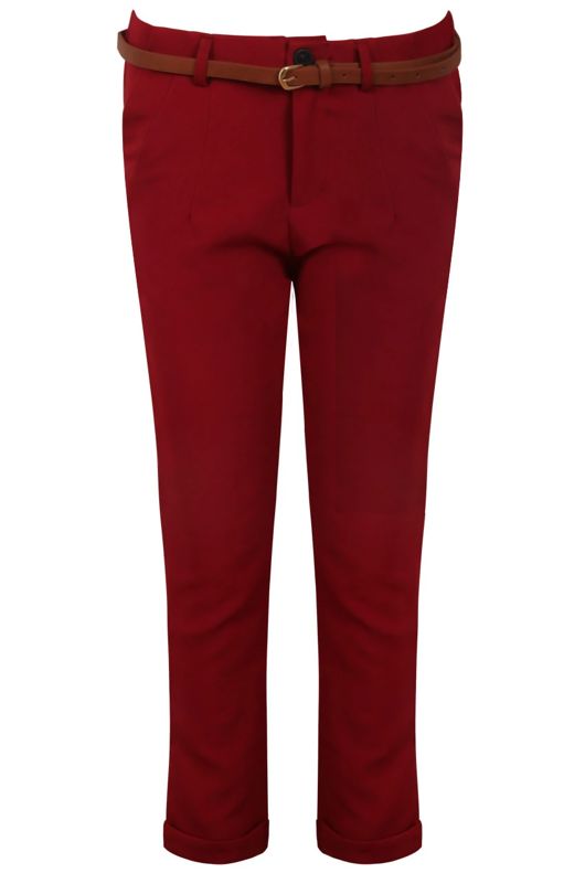 Wine Tailored Trouser with Belt 