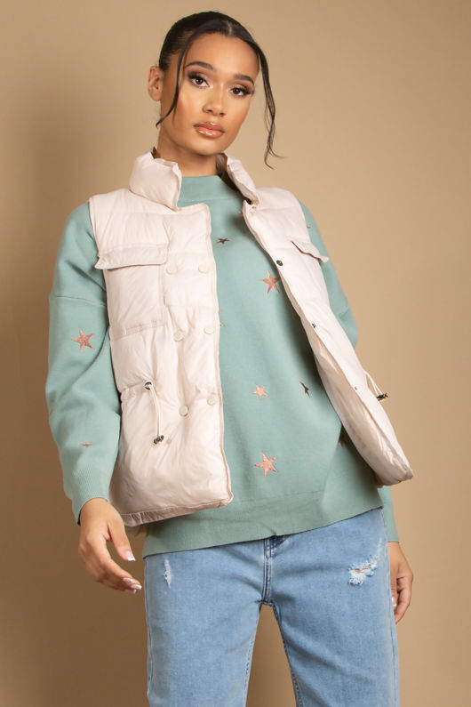 Beige Paperbag Short Gilet