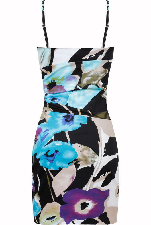 Blue Floral Print Body Con Dress