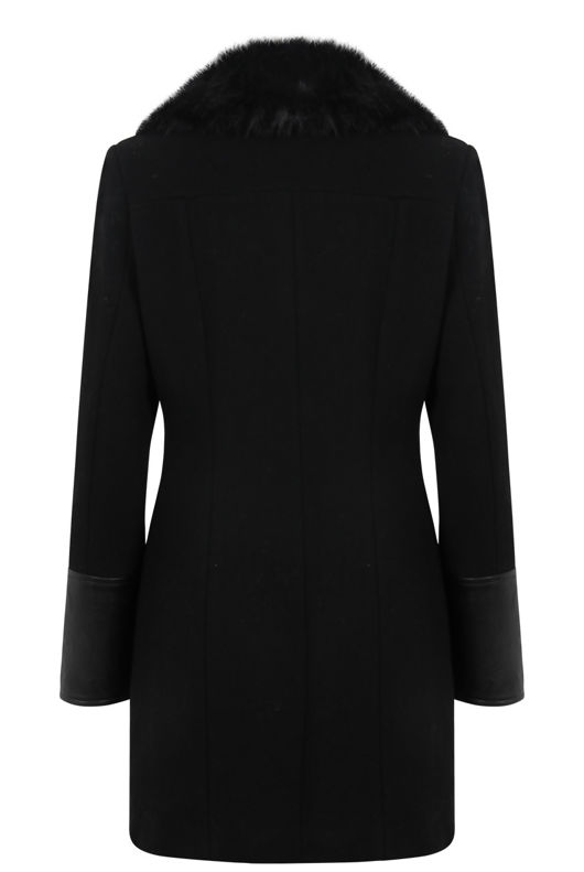 Black faux Fur Collar Biker Coat 