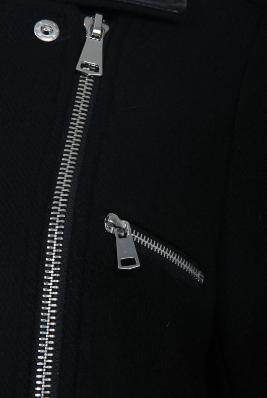 Black faux Fur Collar Biker Coat 