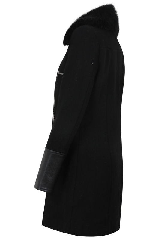 Black faux Fur Collar Biker Coat 