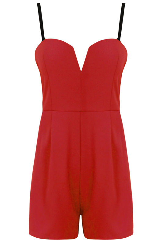 Red Bandeau Strappy Playsuit
