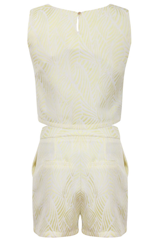 Yellow Embossed Crop Top & Shorts