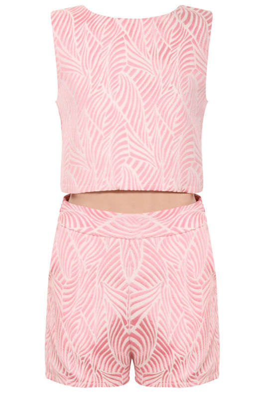 Pink Embossed Crop Top