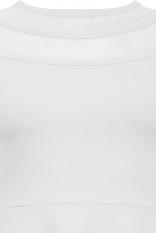 White Block Colour Netted Side Zip Up Flared Dress