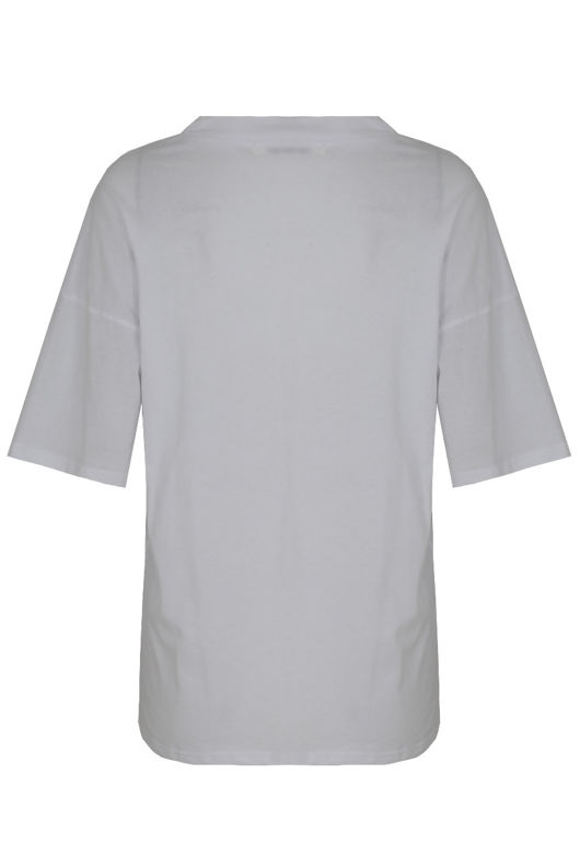 White Choker Neck Printed Tee