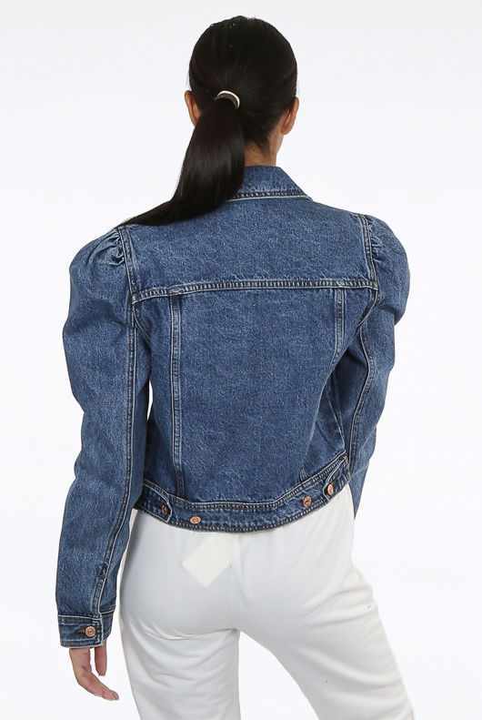 Puff Shoulders Denim Jacket