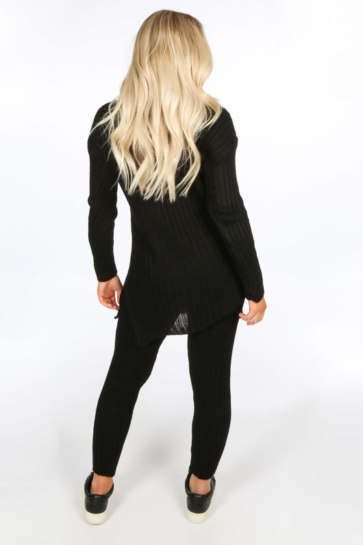 Black Polo Neck Loungewear Set