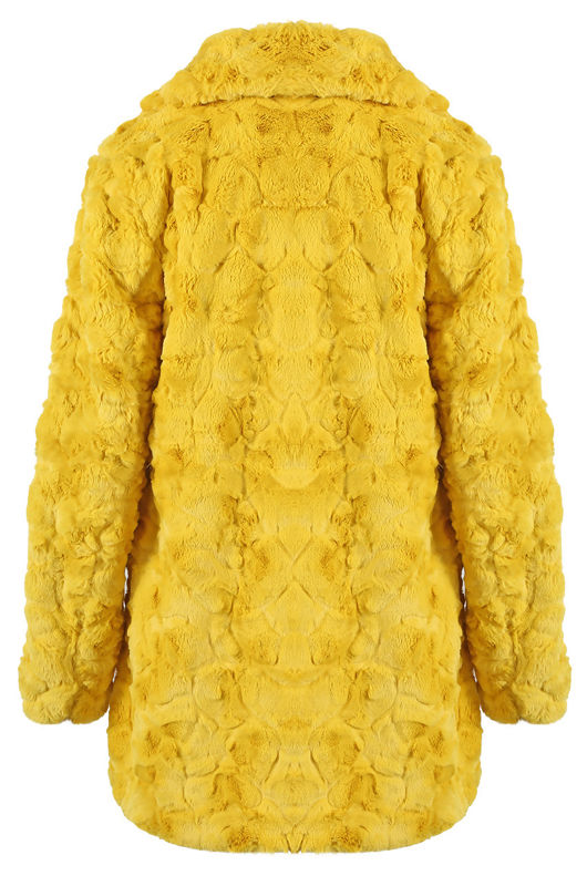 Soft Faux Fur Teddy Coat In Yellow
