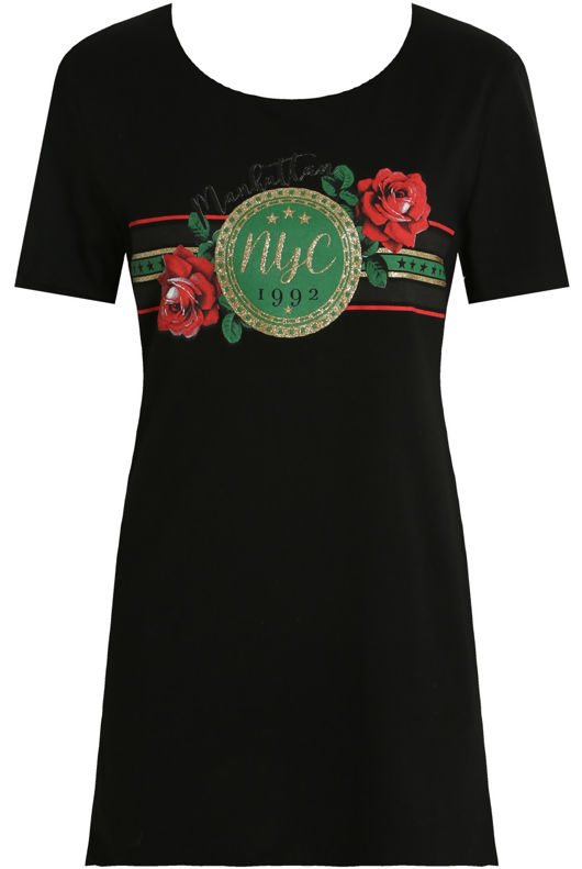 Black NYC Embossed T-Shirt Dress