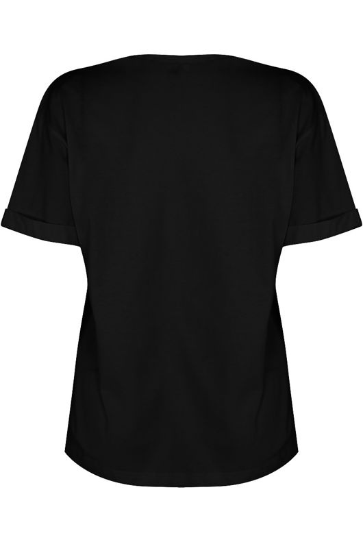 Black Unicorn Printed Lace Up Tee