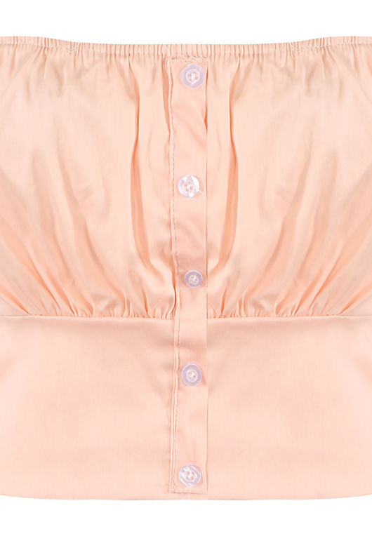 Rose Ruched Shirred Bardot Blouse