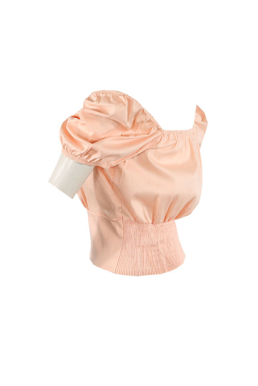 Rose Ruched Shirred Bardot Blouse