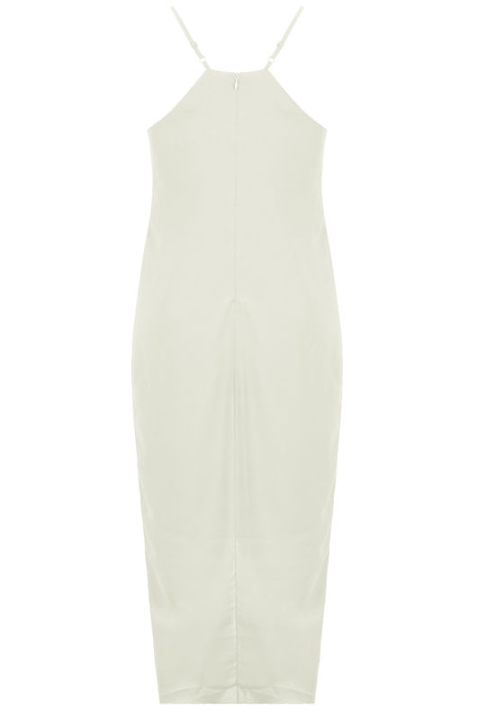 Cream Cross Over Chiffon Split Front Dress
