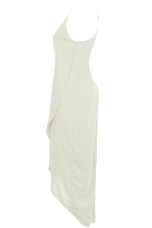 Cream Cross Over Chiffon Split Front Dress