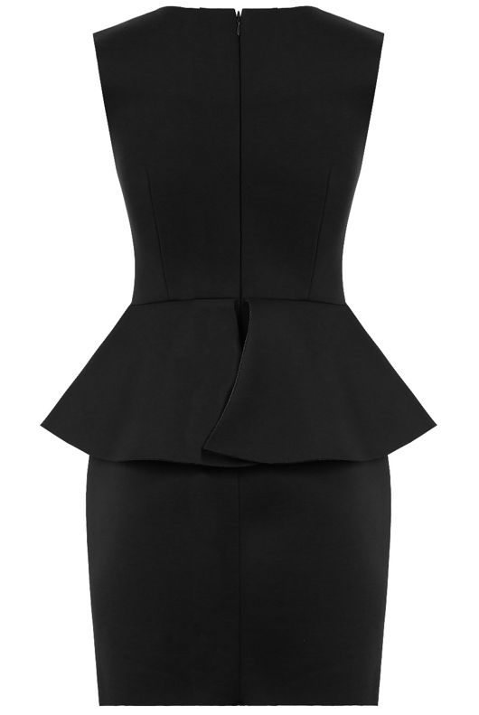 Black & Grey Back Zip Up Peplum Dress