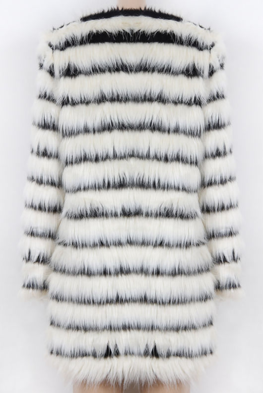 Monochrome Lined Soft Fur Coat