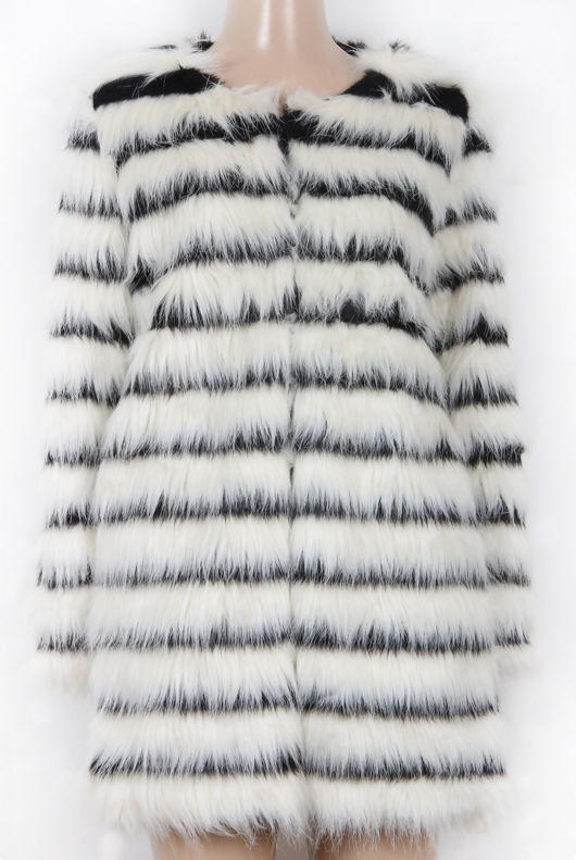 Monochrome Lined Soft Fur Coat