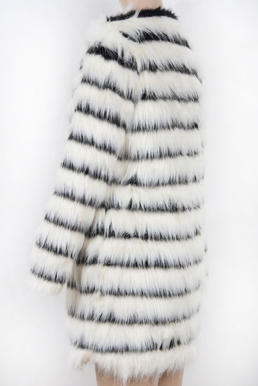 Monochrome Lined Soft Fur Coat