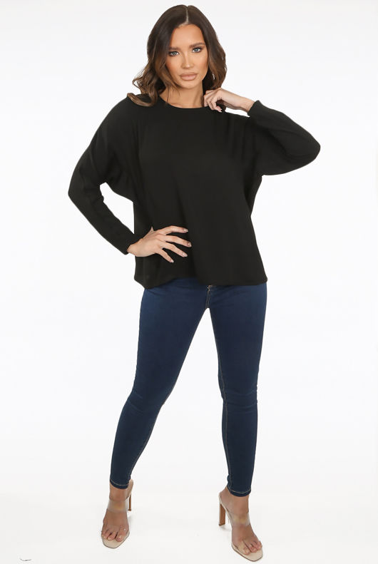 Black Side Seam Oversized Blouse