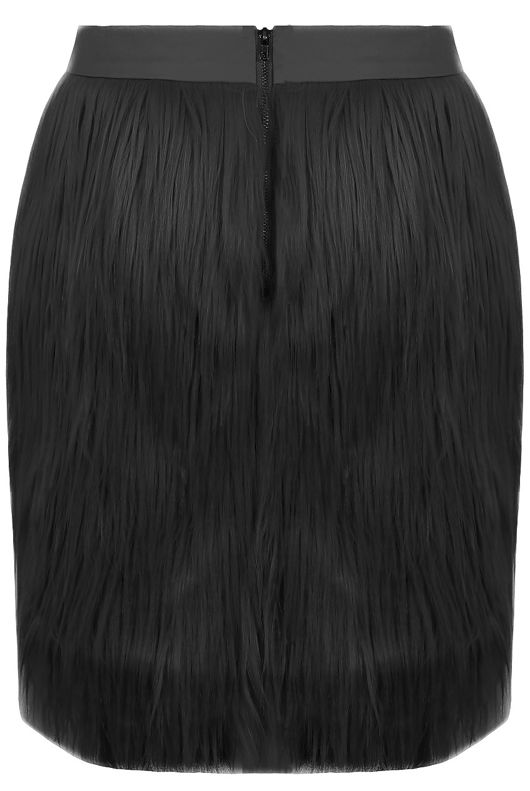 Black Faux Fur Mini Skirt