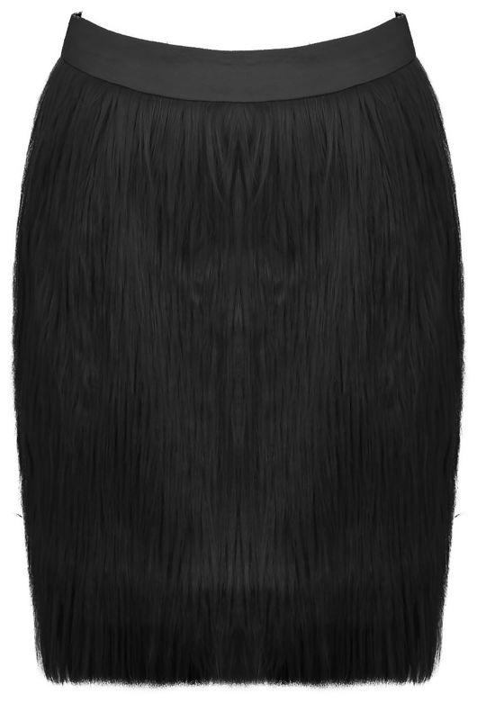 Black Faux Fur Mini Skirt