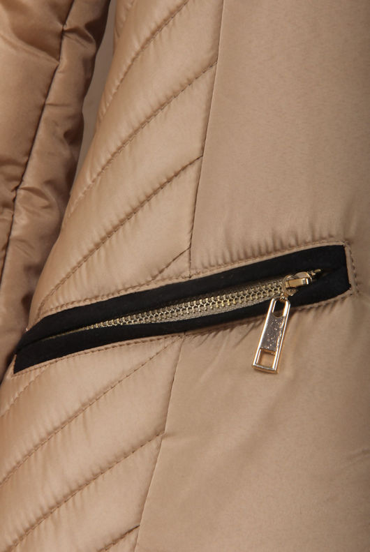 Beige Riding Jacket With Large Detachable Fur Collar
